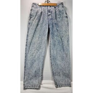 VTG 80's Red sky High Waisted Pleated Denim Mom Jeans 38L Acid Wash Tapered